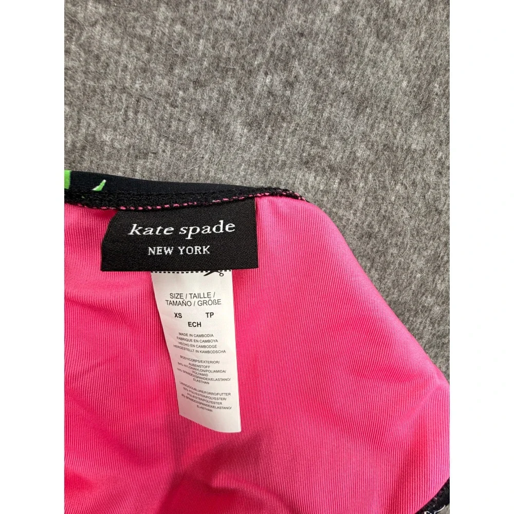 Kate Spade Black Fruit Print Bandeau Bikini Set Neon Two Piece Swimsuit NWT